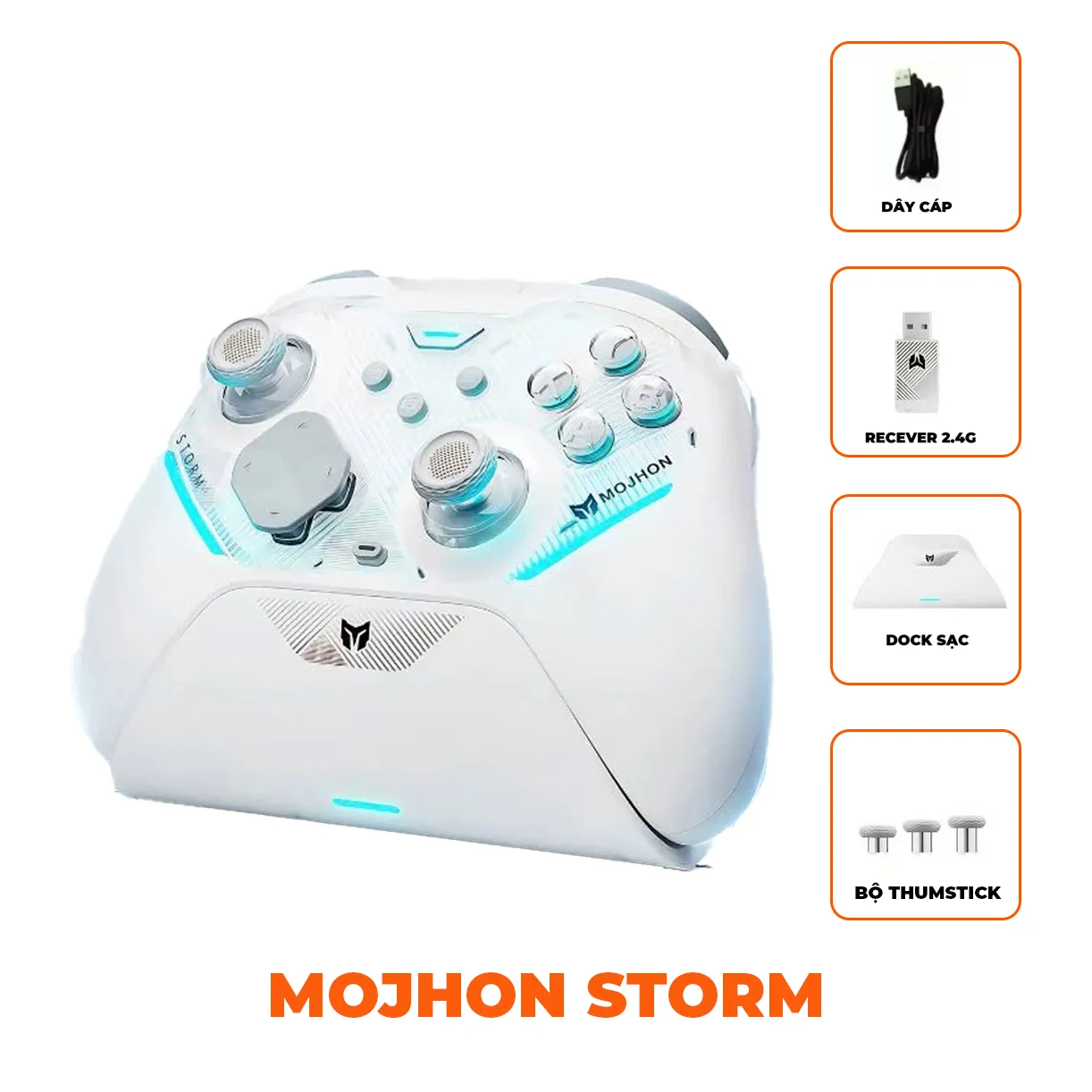 Tay Cầm MOJHON STORM – Cần TMR, 4 macro, kèm dock sạc, kết nối đa nền tảng - Ảnh 10