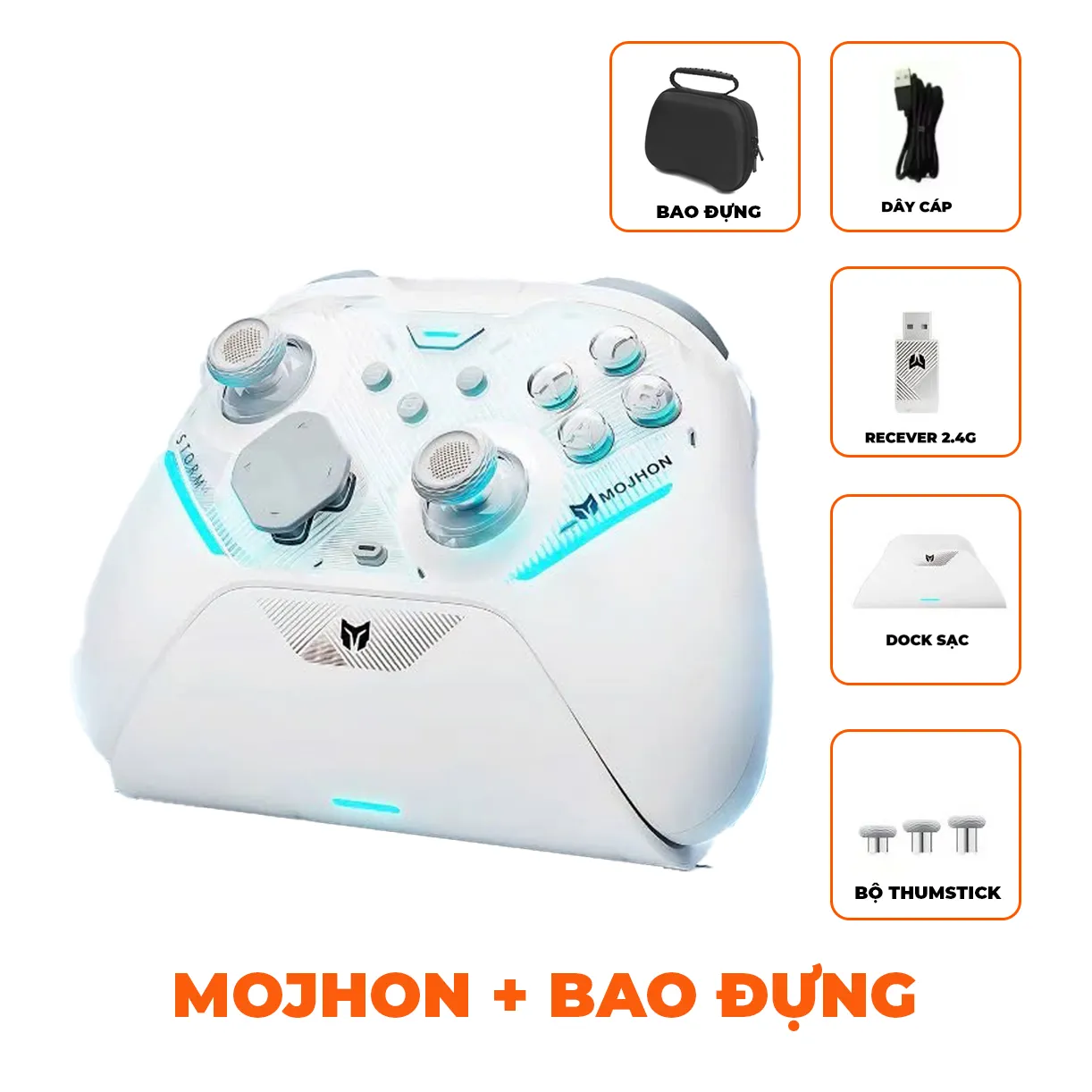 Tay Cầm MOJHON STORM – Cần TMR, 4 macro, kèm dock sạc, kết nối đa nền tảng - Ảnh 13