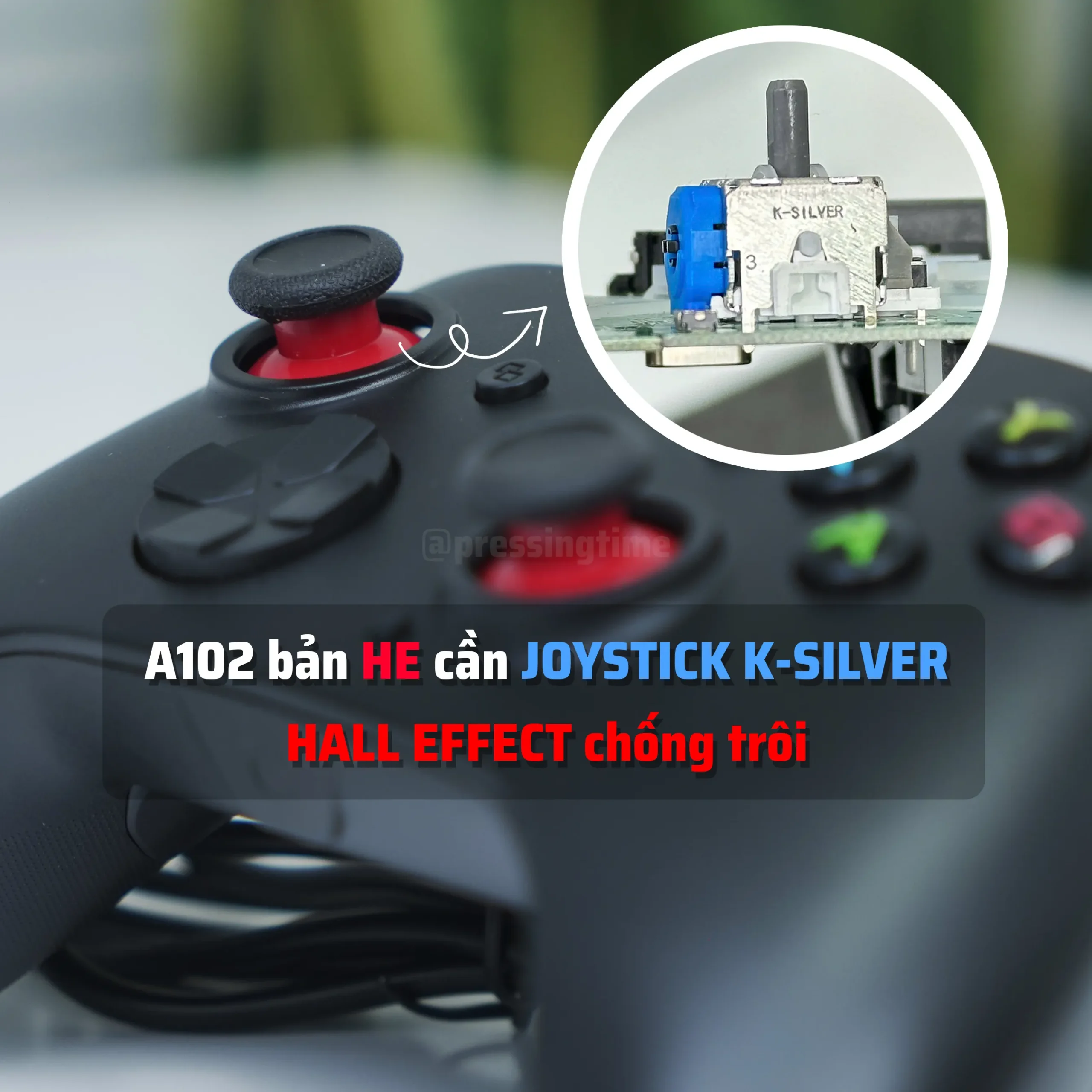 Tay cầm chơi game A102L HE _ Cần Joystick Hall Effect chống trôi, 2 nút Macro gán skill, có đây kết nối dài 2,2m - Pressing Time - Ảnh 4