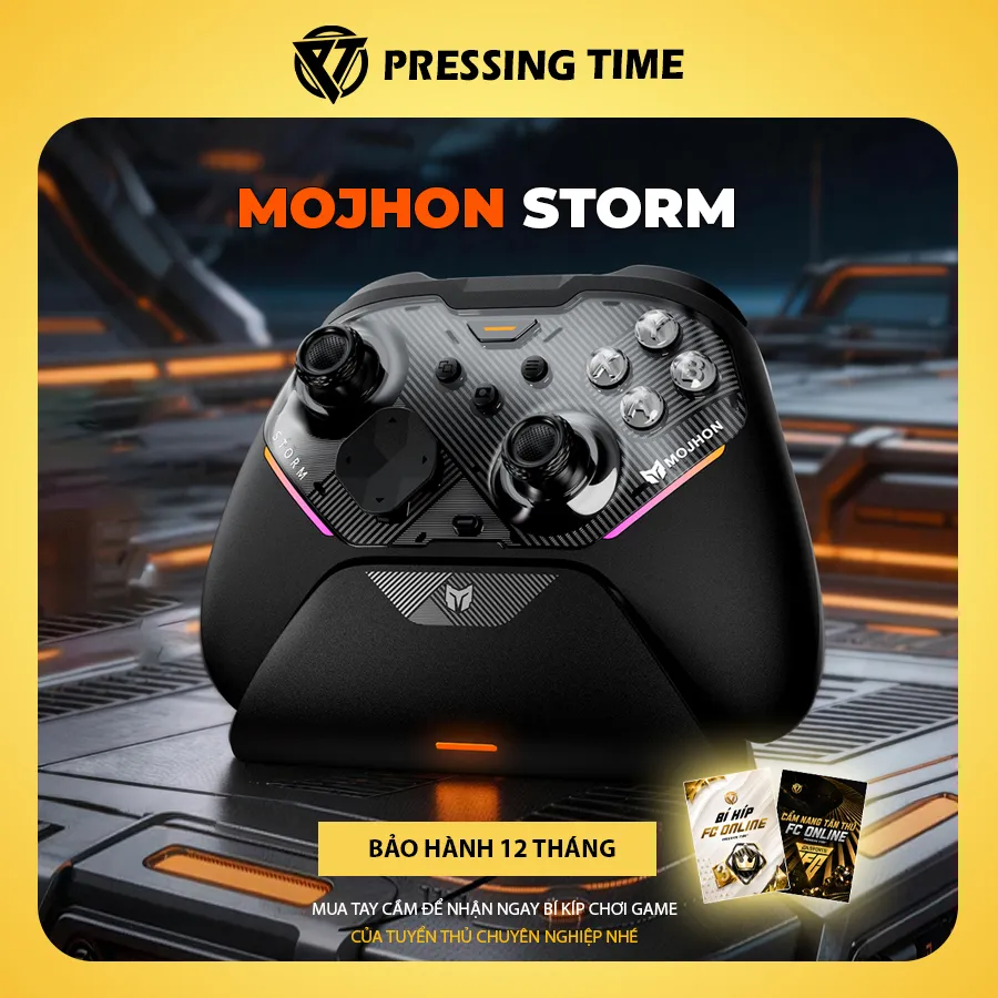 Tay Cầm MOJHON STORM – Cần TMR, 4 macro, kèm dock sạc, kết nối đa nền tảng